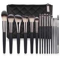 Custom Logo Professional full set of beauty tools Luxury Super Soft  Foundation 15cm black wood makeup eye brow brush